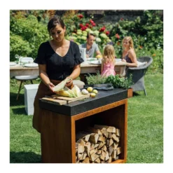 Nouveaux produits -Pas Cher Saveur BBQ Magasin billot corten 90cm ceramique gris fonce 7112139903077 1