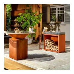 Billot Corten Et Céramique 90 Cm - Ofyr -Pas Cher Saveur BBQ Magasin billot corten 90cm ceramique gris fonce 7112139903077 2