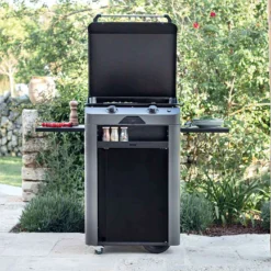 Combo Plancha Gaz Fusion 60 Gris Cargo 2 Brûleurs Avec Chariot - ENO -Pas Cher Saveur BBQ Magasin combo fusion 60 gris cargo eno 2020000038115 2
