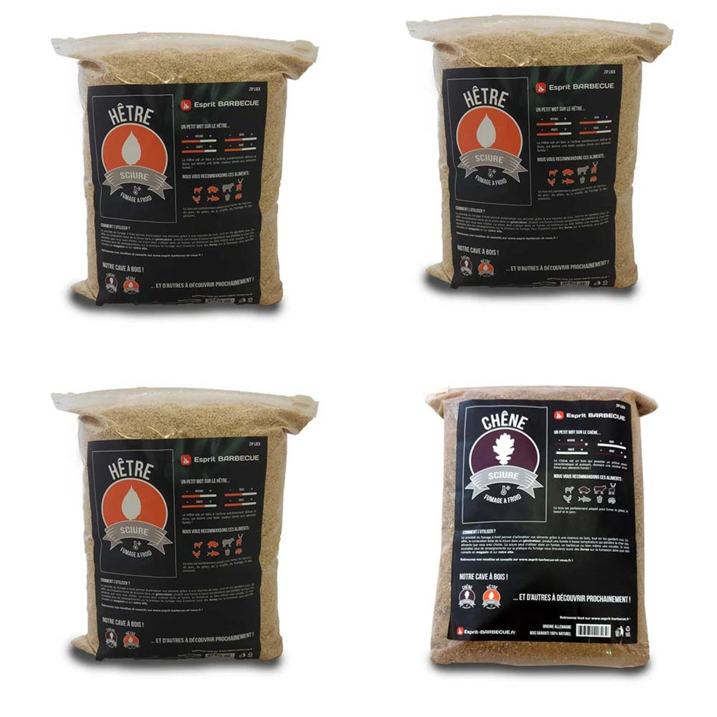 Pack Sciure Pour Fumoir 3 Kg Hêtre + 1 Kg Chêne - Esprit Barbecue 3 Pack Sciure Pour Fumoir 3 Kg Hêtre + 1 Kg Chêne - Esprit Barbecue