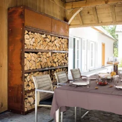 Etagère Range Bois Corten 100 - Ofyr -Pas Cher Saveur BBQ Magasin range bois corten 100 2020000020134 3